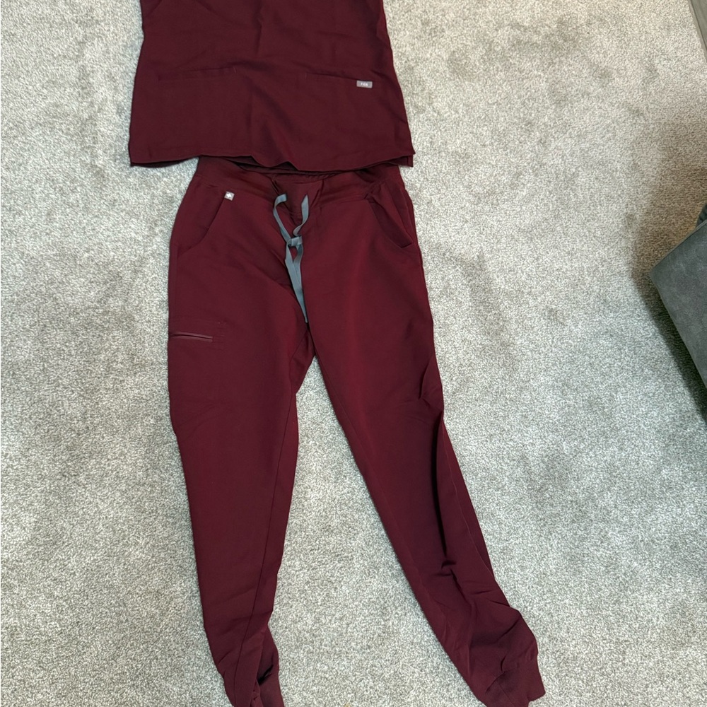 Figs Maroon Jogger Pants